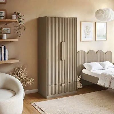 Flair Calista Ribbed Wardrobe 2 Doors with Drawer