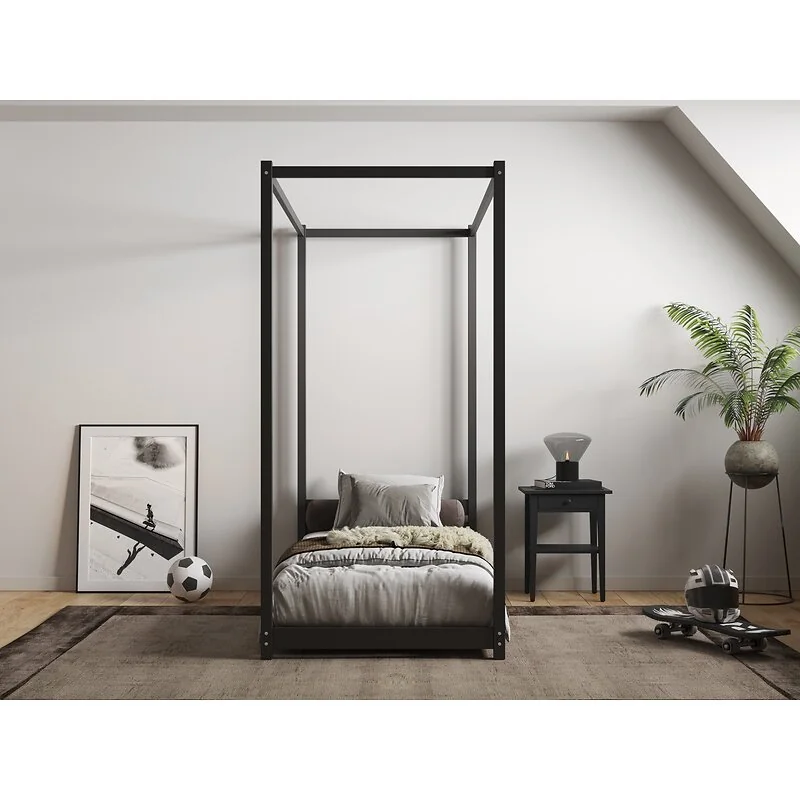 Flair Zara Single Four Poster Canopy Bed Frame Black image 2