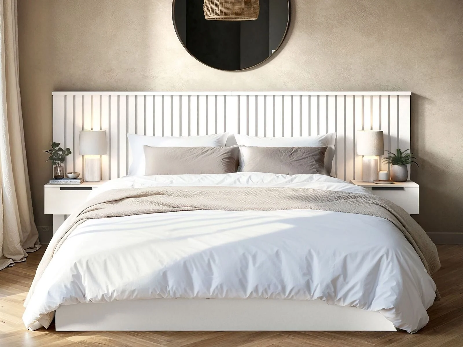 SOLACE+CO Taylor Hotel Ottoman Bed with Side Tables White – view 3
