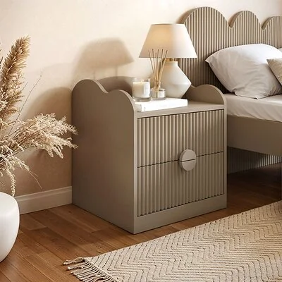 Flair Calista 2 Drawer Cloud Detail Ribbed Bedside Table