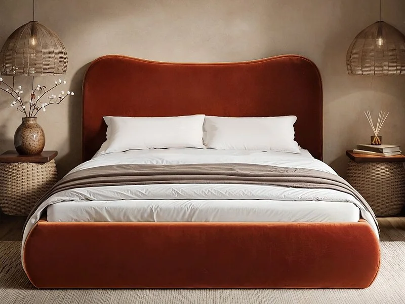 SOLACE+CO Ember Ottoman Bed Orange Velvet – view 3