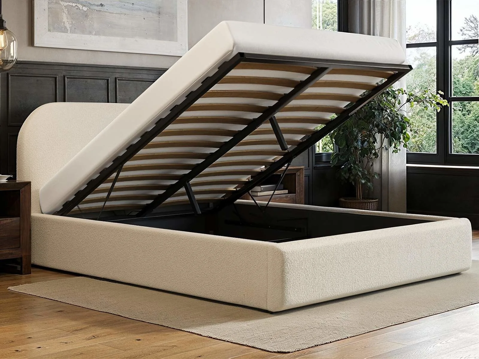 Flair Alba Ottoman Bed Cream Boucle – view 2