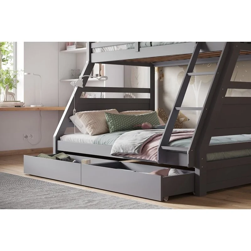 Flair Ollie Triple Wooden Bunk Bed With Drawers image 10