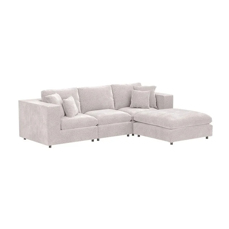 SOLACE+CO Asher 4 Seater Sofa with Reversible Footstool Beige Boucle image 3