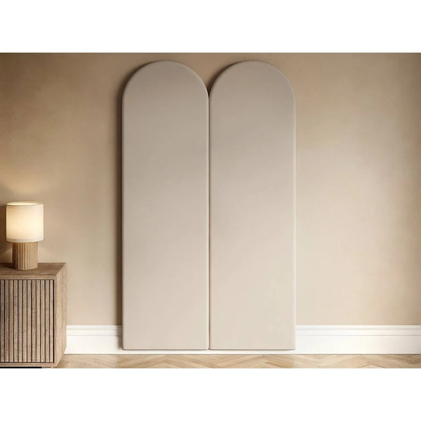 SOLACE+CO Cirrus Headboard Panels Single Beige Velvet