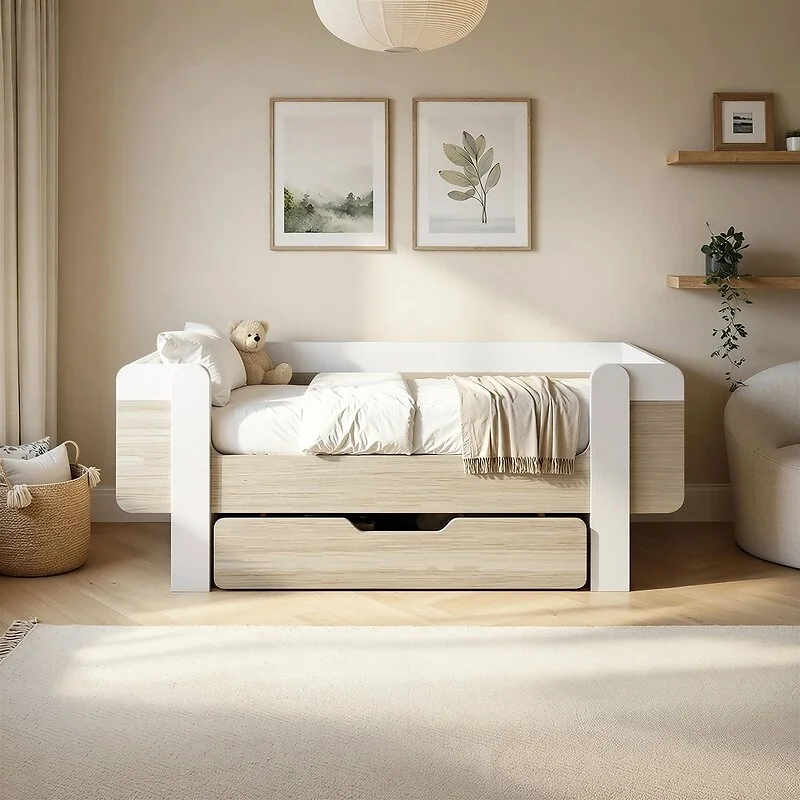 Flair Alfie Wooden Toddler Bed White & Oak