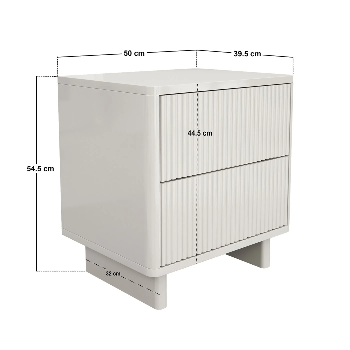 SOLACE+CO Velmor 2 Drawer Ribbed Bedside Table White image 7
