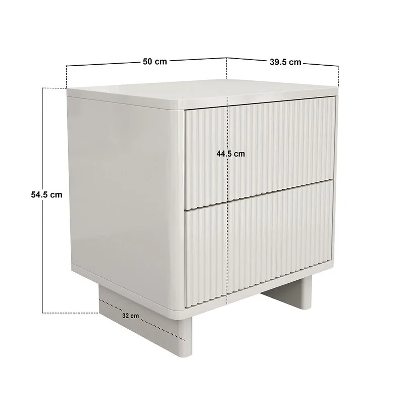 SOLACE+CO Velmor 2 Drawer Ribbed Bedside Table White image 7