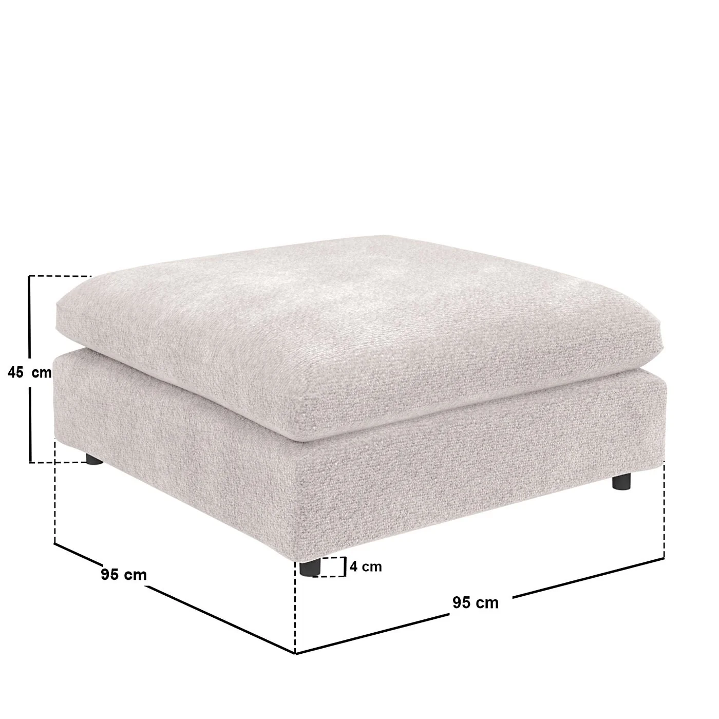 SOLACE+CO Asher 4 Seater Sofa with Reversible Footstool Beige Boucle image 7