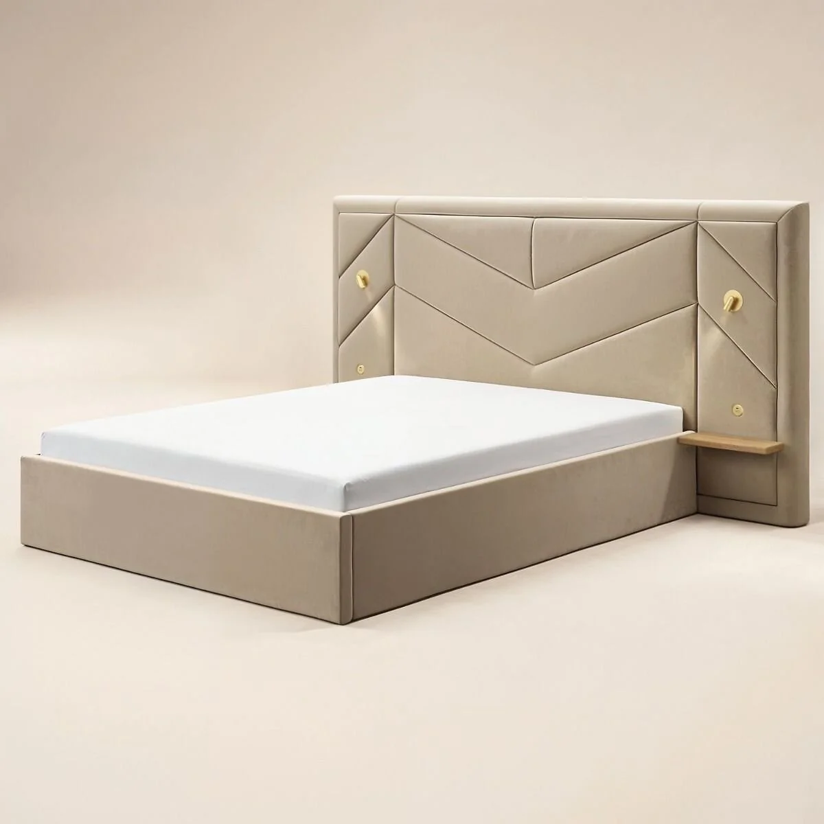 Flair Alice Hotel Ottoman Bed with USB Gold Lights Beige Velvet – view 5