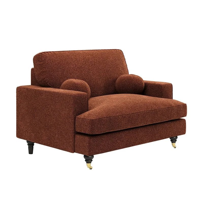 SOLACE+CO Addison Loveseat with Caster Legs Burnt Orange Chenille image 5