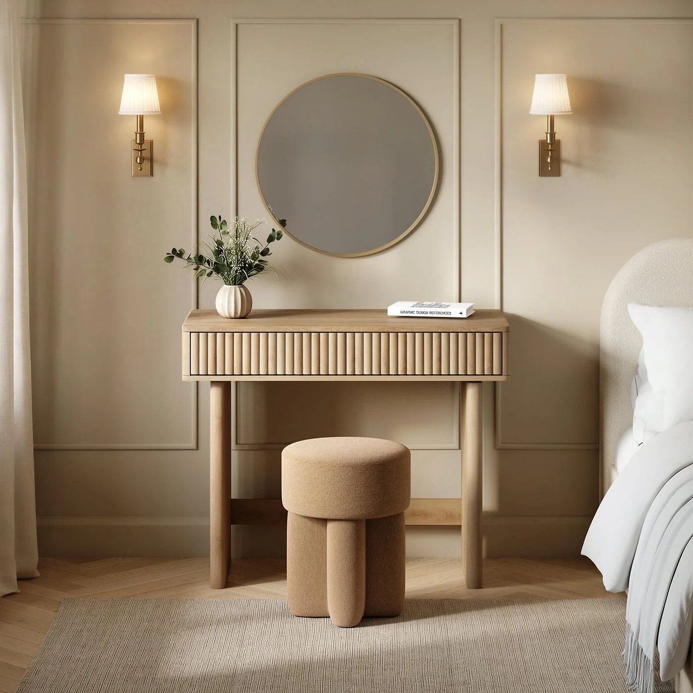 SOLACE+CO Velmor Ribbed Dressing Table Oak image 2