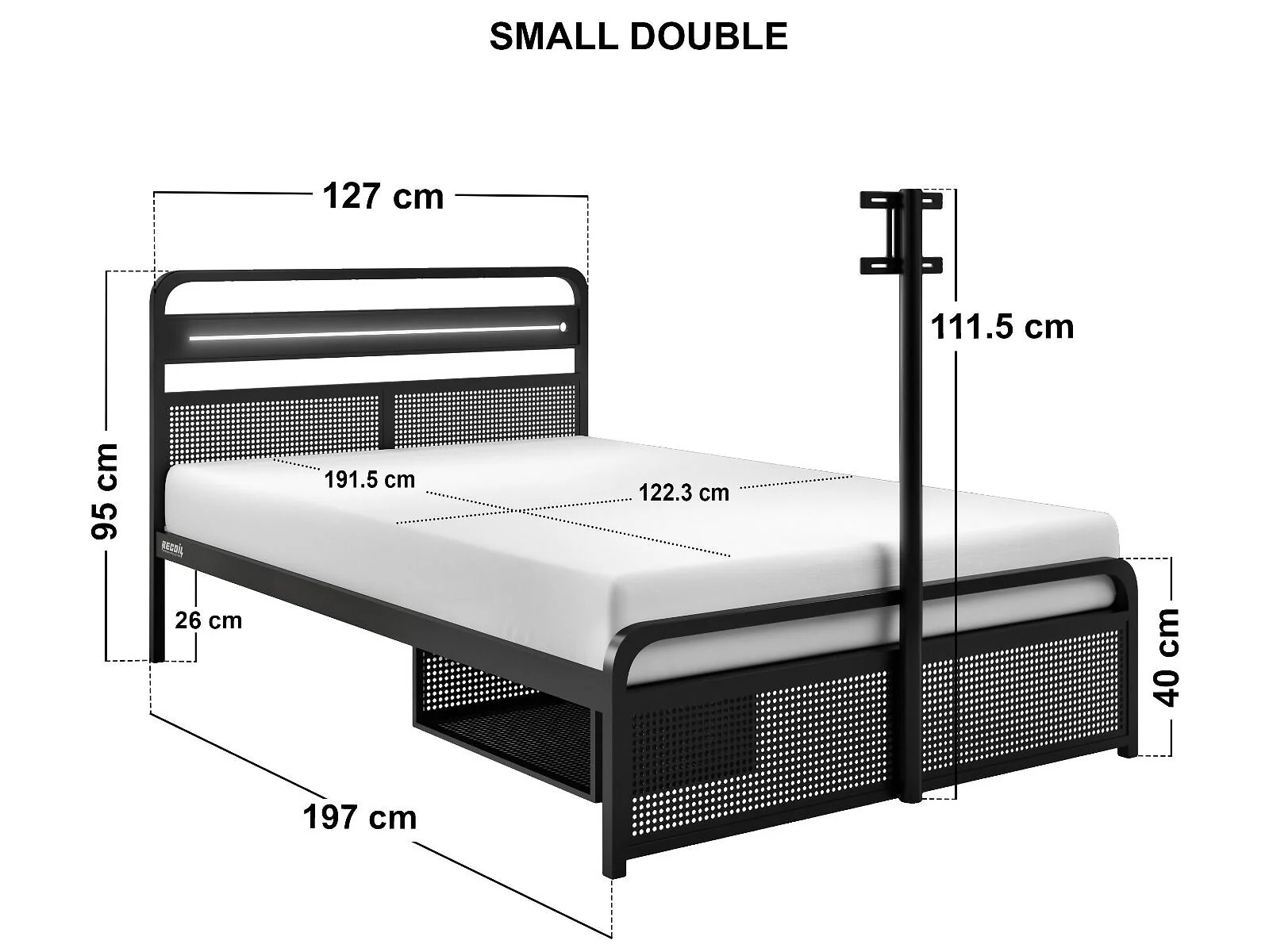 Recoil Panther Gaming TV Bed with LED Lights & Storage Black Metal – view 7