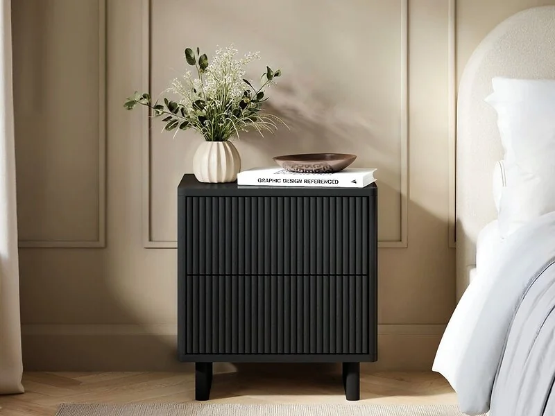 SOLACE+CO Velmor 2 Drawer Ribbed Bedside Tables Set of 2 – view 5