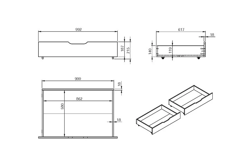 Noomi Nora Set of Under Bed Drawers (FSC-Certified) – view 4