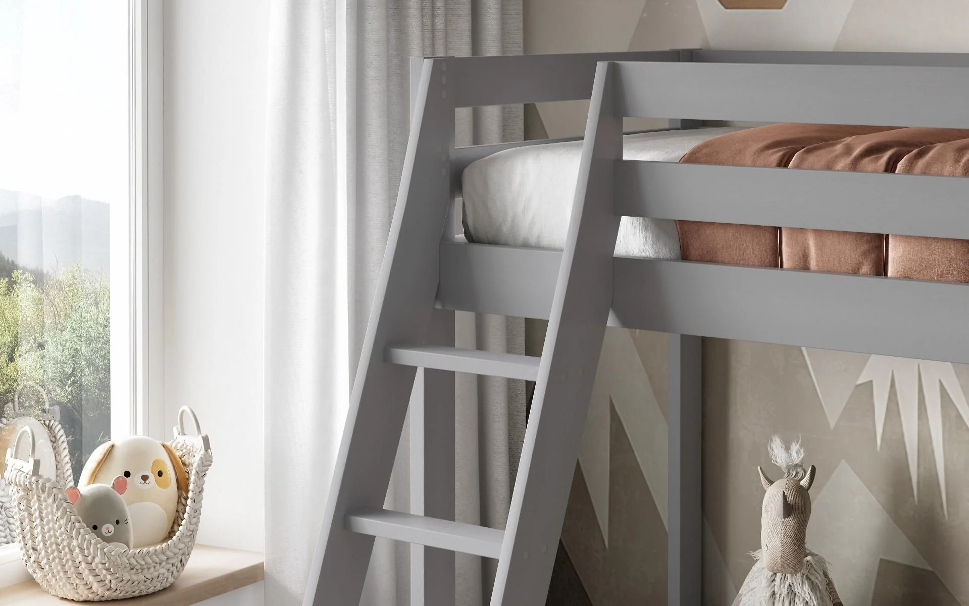 Noomi Nora Solid Wood Triple Bunk Bed with Optional Storage (FSC-Certified)