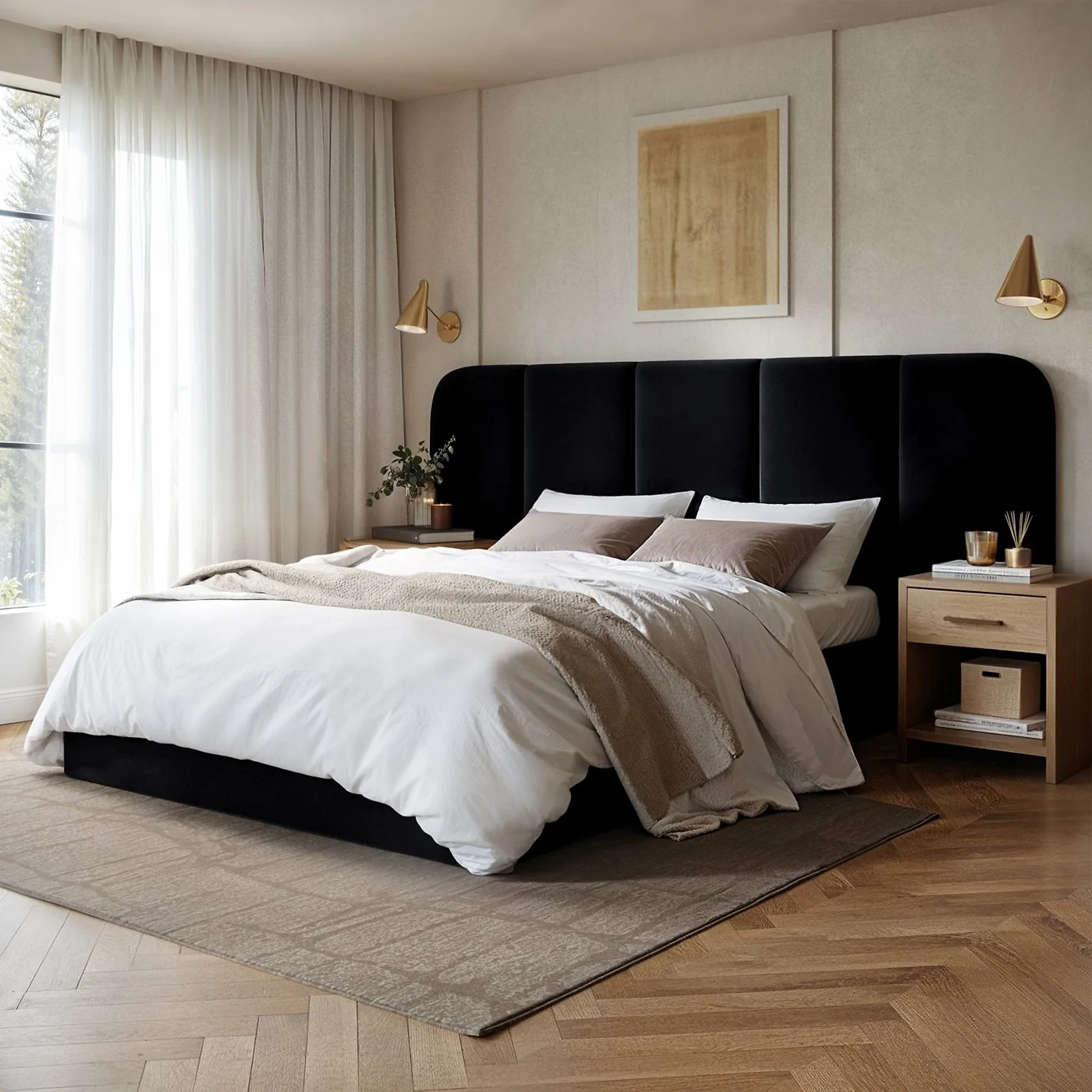 SOLACE+CO Sienna Hotel Ottoman Bed Black Velvet
