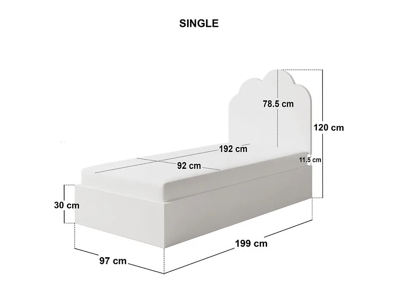 Flair Adara Ottoman Bed with Cloud Headboard White – view 10