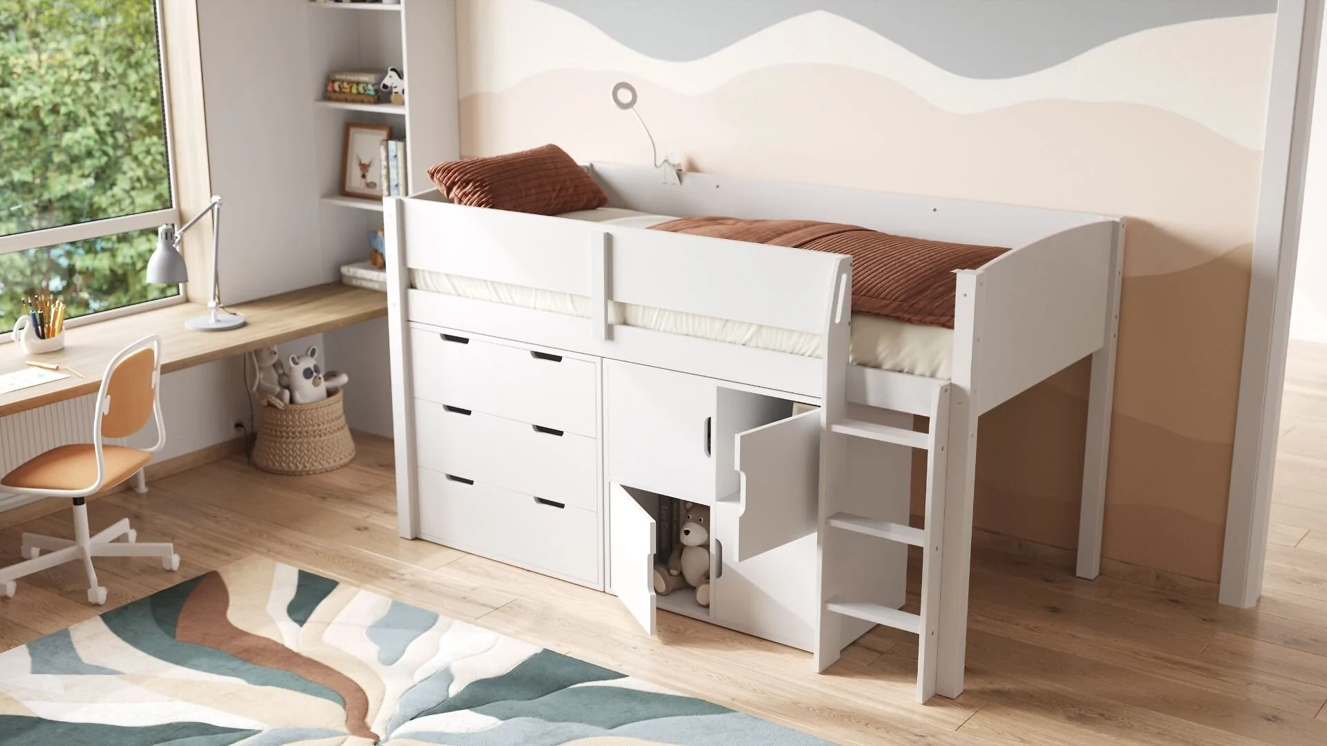 Flair Loop Mid Sleeper Bed Full Storage Set With Doors – view 4