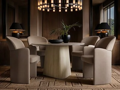 SOLACE+CO Elin & Estella Round Dining Table with 4 Chairs