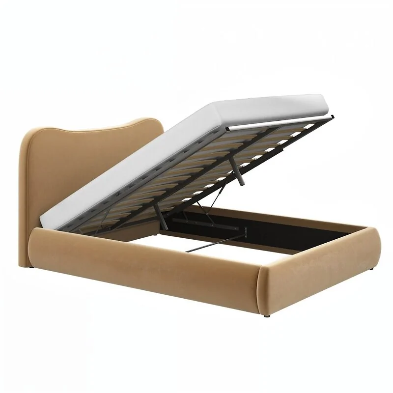 SOLACE+CO Ember velvet ottoman bed with storage open - cutout