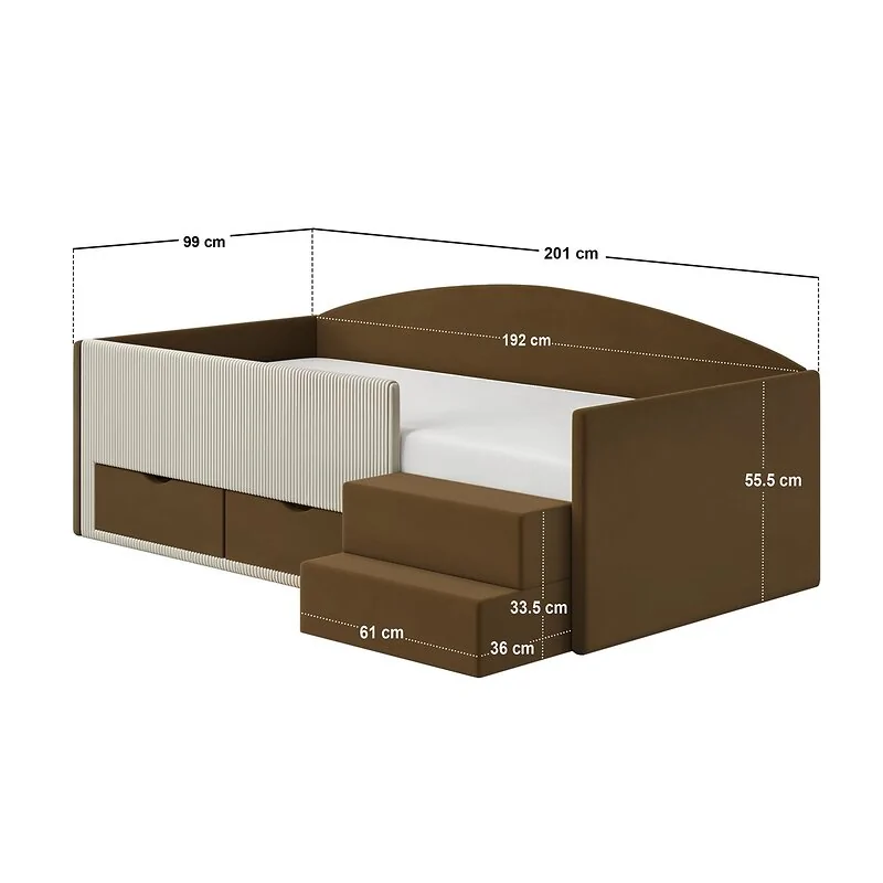 Flair Elisa Storage Low Sleeper Bed Brown Velvet & Beige Cord image 7
