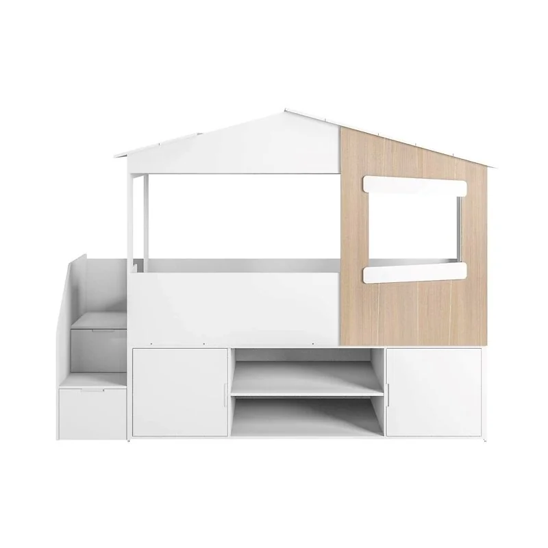 Flair Dreamland House Staircase Midsleeper With Storage White and Oak image 6