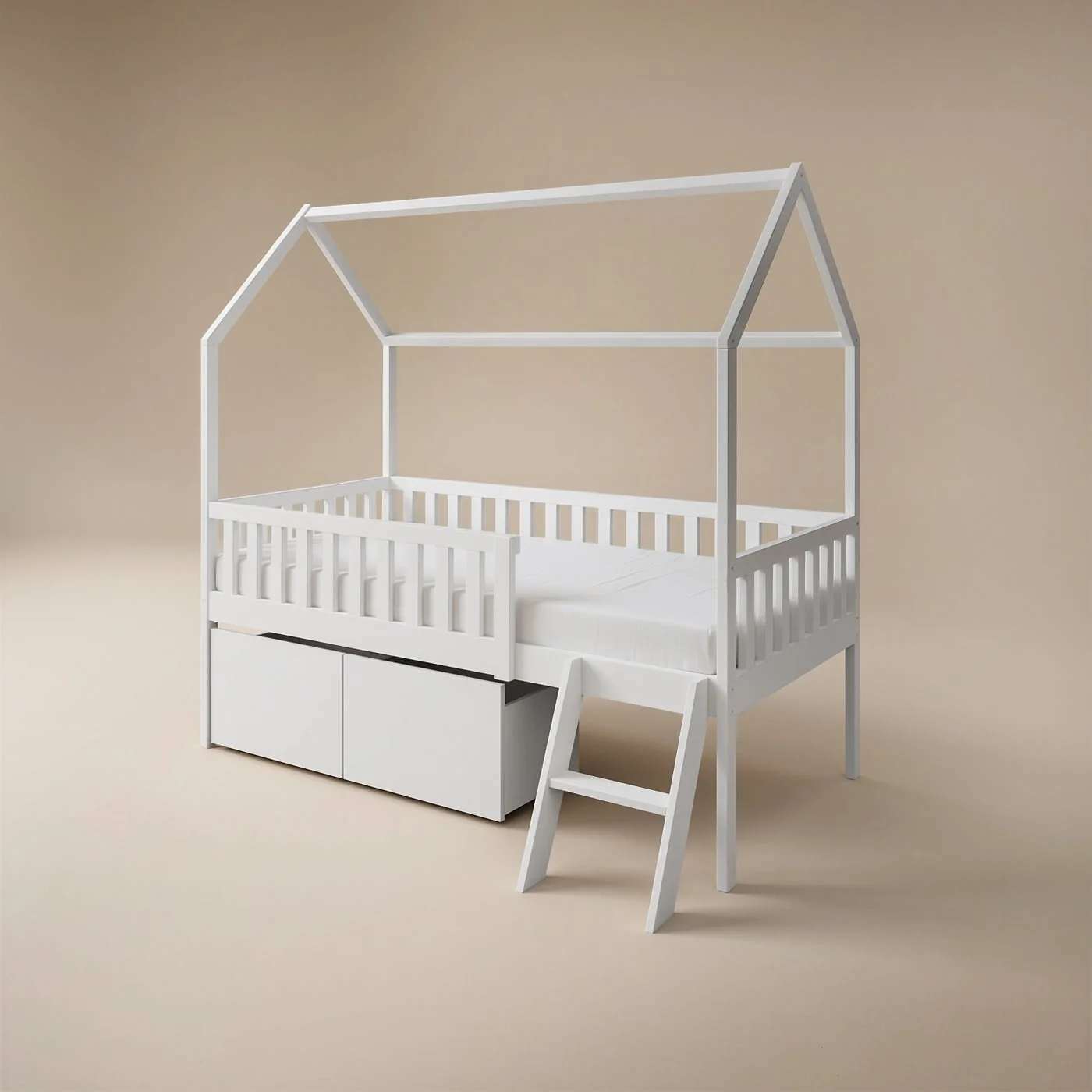 Flair Explorer Single Mid Sleeper House Bed with Safety Rails & Toy Box White image 4