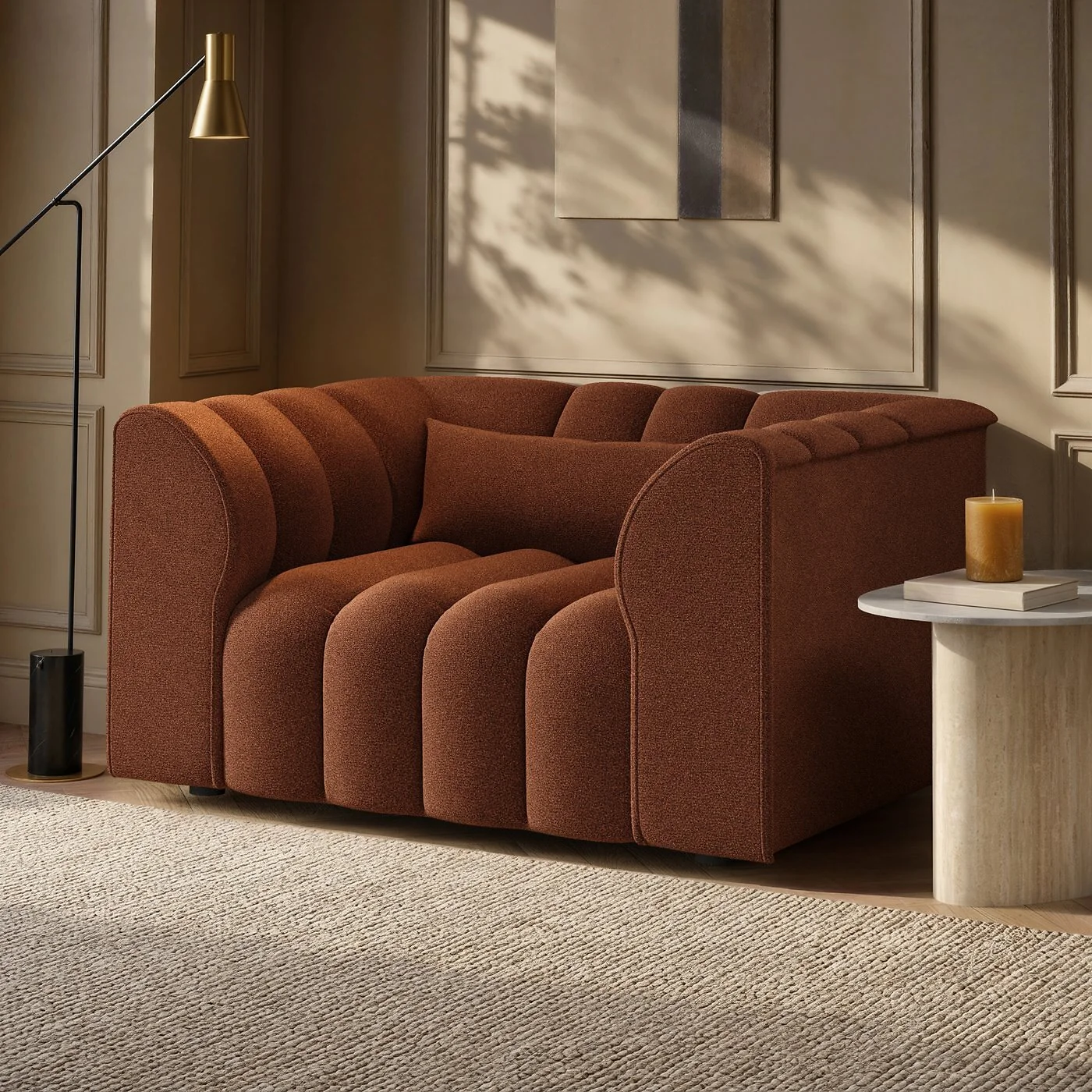 SOLACE+CO Halle Channel Tufted Loveseat 