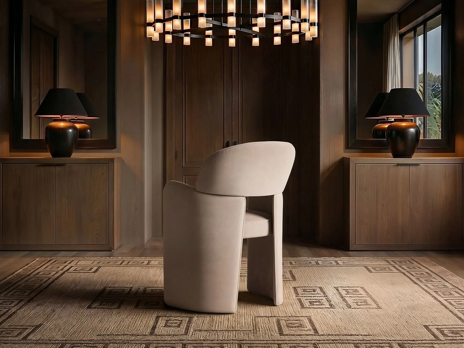 brown Estella velvet chairs - back view