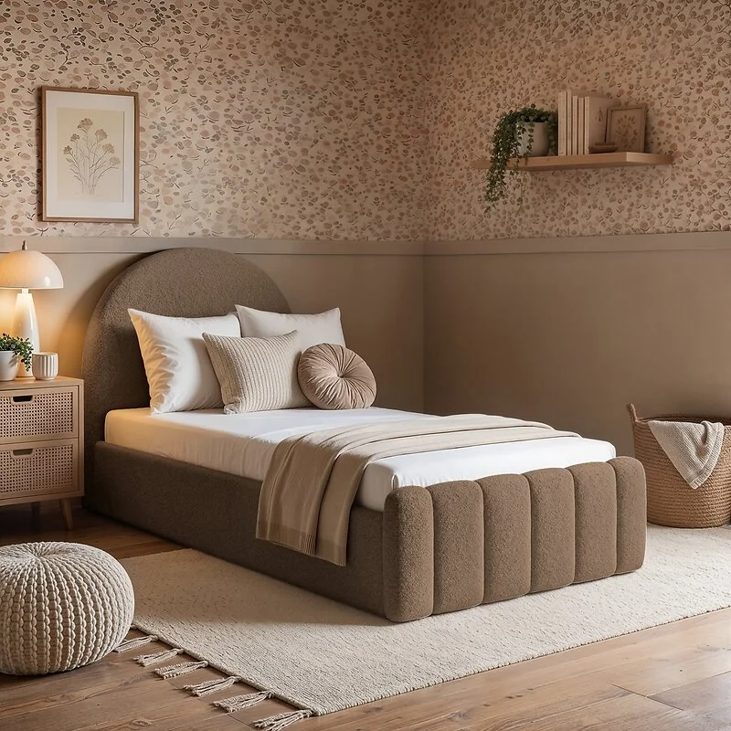 Flair Lapin Single Bed with Bunny Headboard and Drawer Brown Chenille image 5