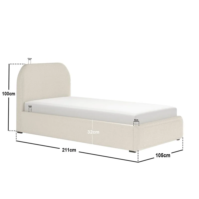 Flair Alba Single Ottoman Bed Cream Boucle Fabric image 6