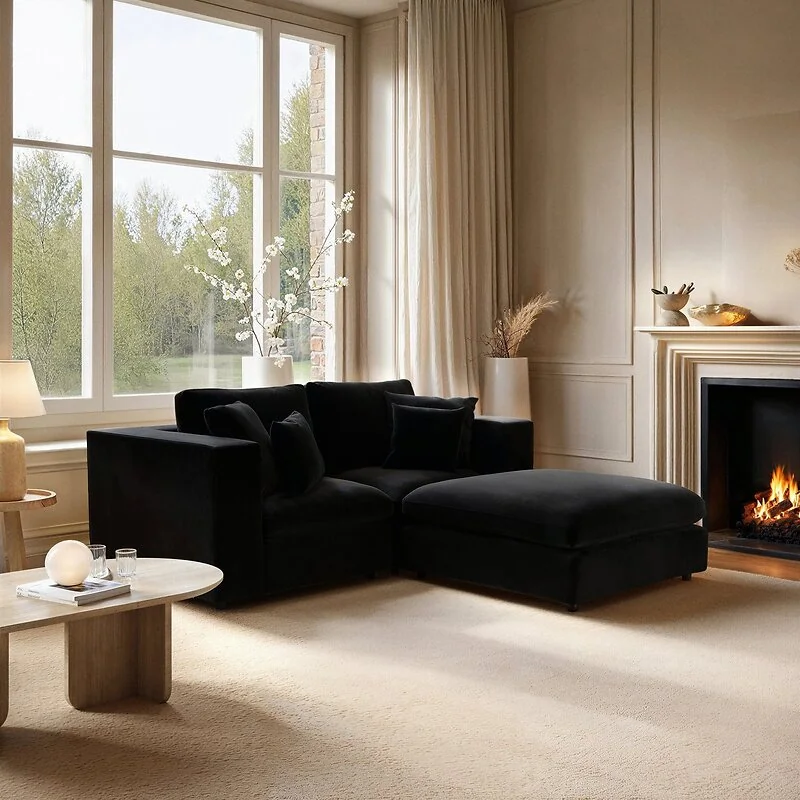 SOLACE+CO Asher 3 Seater Sofa with Reversible Footstool