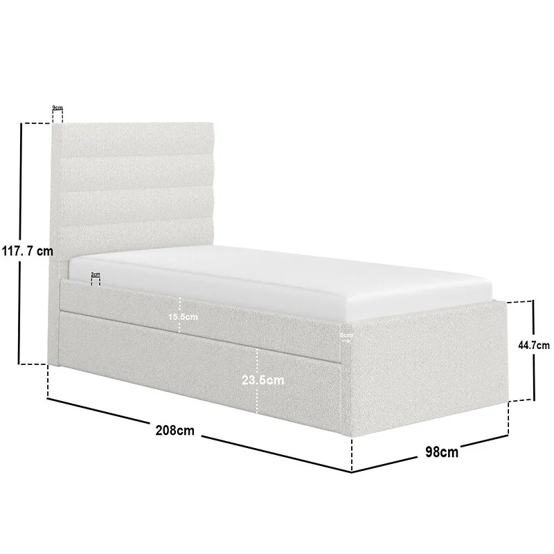 Flair Ari Upholstered Single Bed With Trundle Beige Boucle image 7