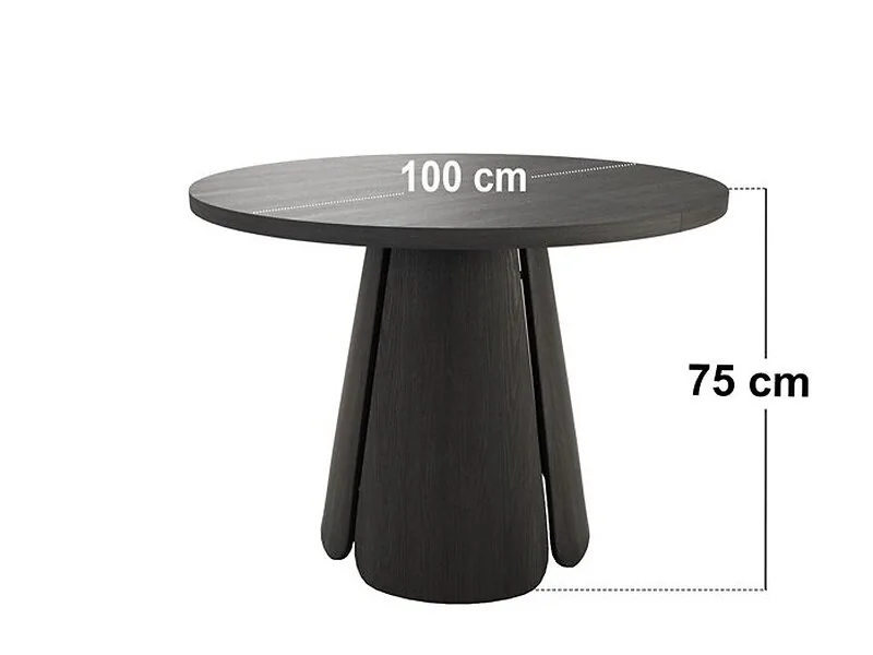 Ebony black extendable dining table closed at 100cm