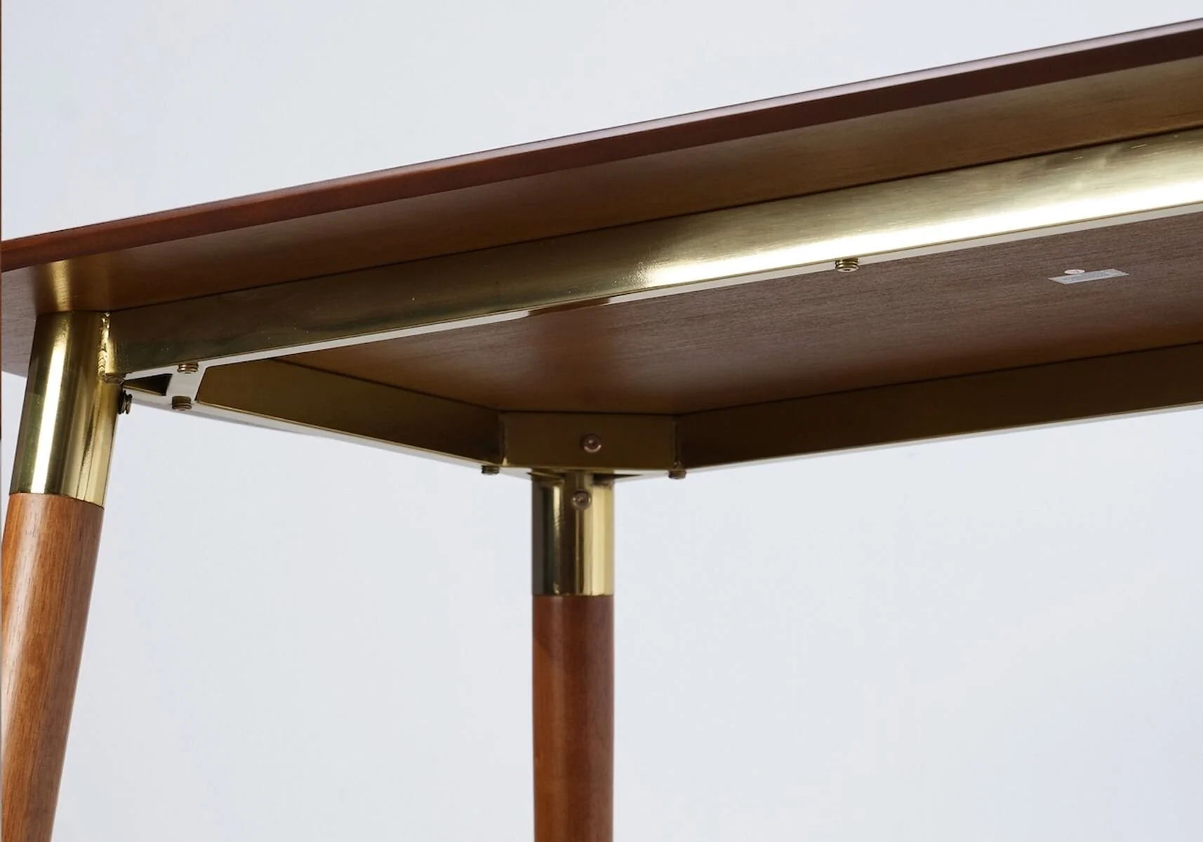 Flair Edelweiss Set of 2 Mid-Century Dining Benches Walnut & Brass – view 6