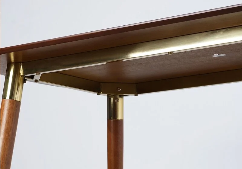 Flair Edelweiss Set of 2 Mid-Century Dining Benches Walnut & Brass – view 6