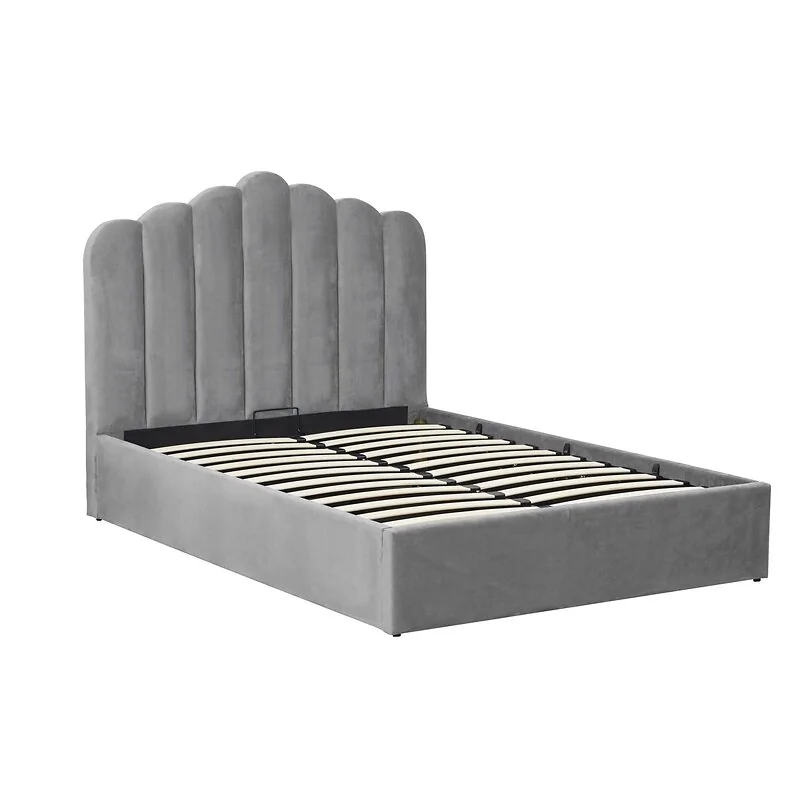 Flair Silver Velvet Poseidon Shell Ottoman Bed image 5