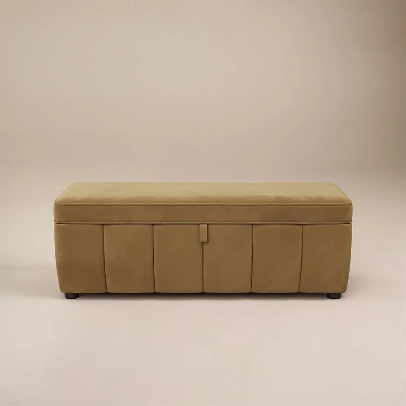 SOLACE+CO Emilie Ottoman Blanket Box Caramel Velvet image 7