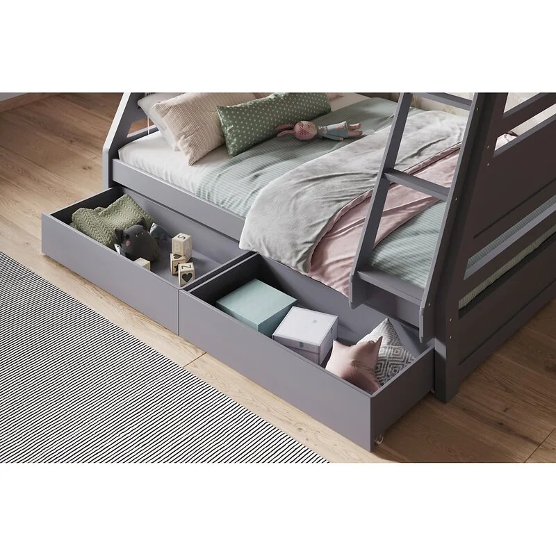 Flair Ollie Triple Wooden Bunk Bed With Drawers image 9