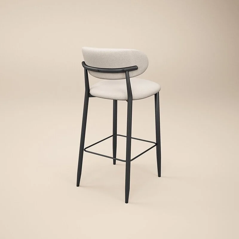 SOLACE+CO Cyra Set of 2 Bar Stools with Curved Back & Footrest Beige Chenille image 4