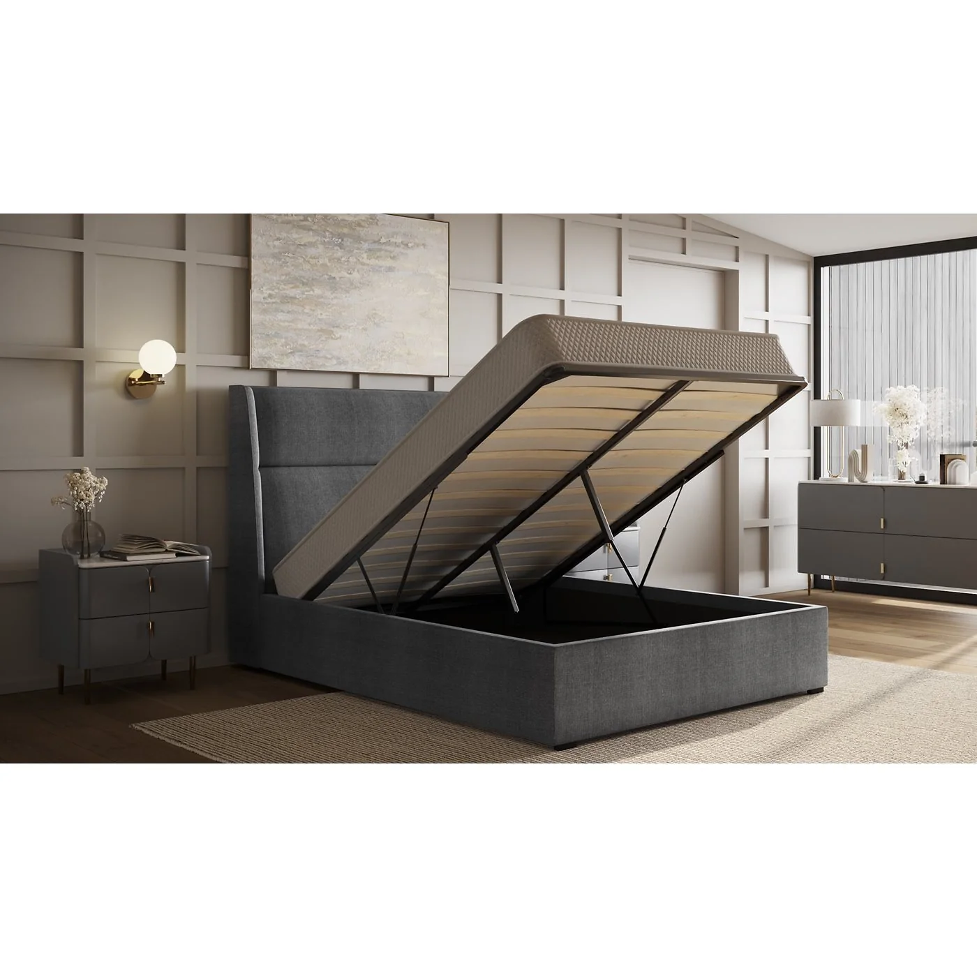 Flair Grey Fabric Rumba Ottoman Bed image 3