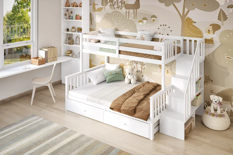 Flair Tag Triple Staircase Bunk With Trundle