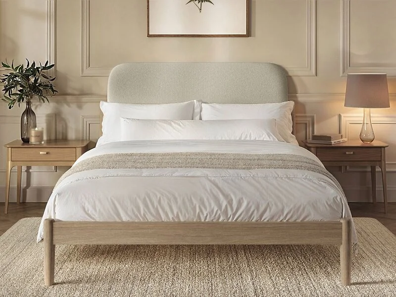 Flair Dahlia Linen Pillowback Wooden Bed Frame – view 2