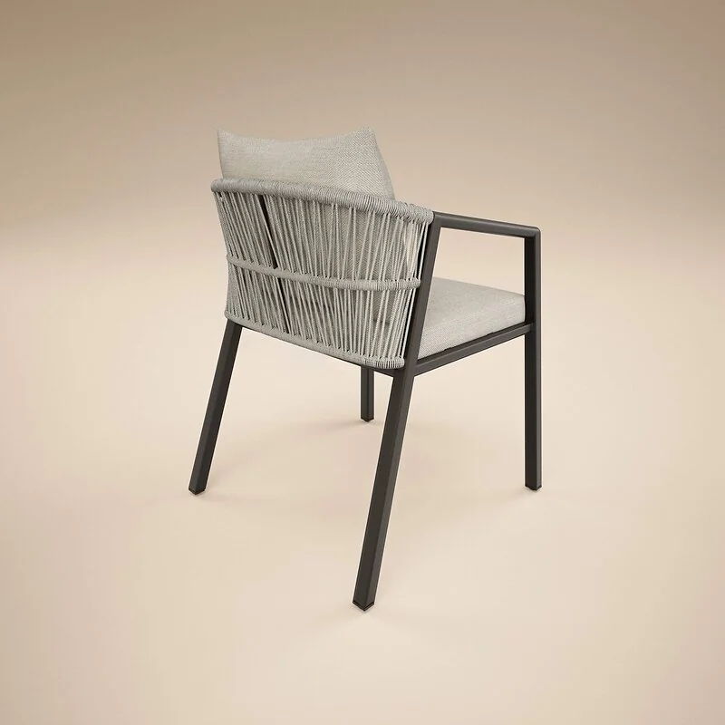 SOLACE+CO Hana Oval Garden Dining Table Grey with Lynden Chairs Set of 4 Dark Brown image 8
