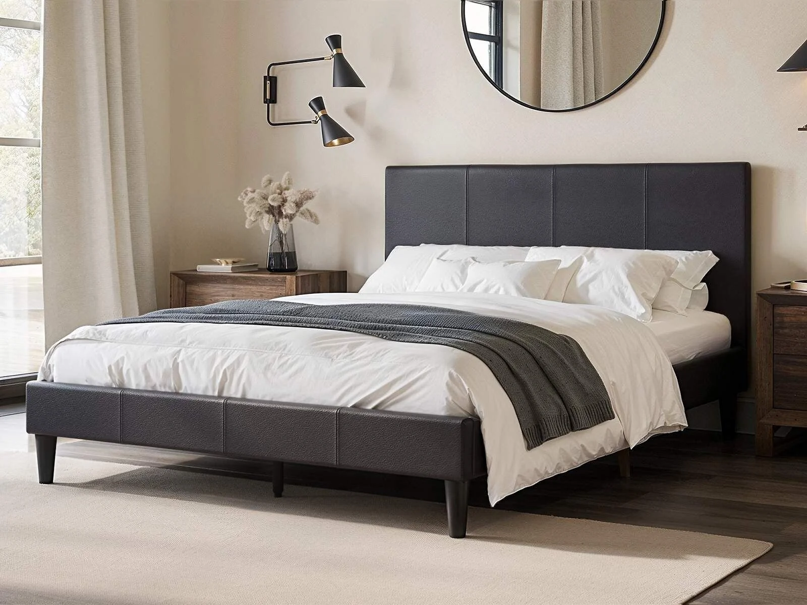 Flair Leto Faux Leather Bed Frame Frame Brown