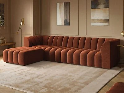SOLACE+CO Halle Channel Tufted 4 Seater Modular Sofa with Reversible Footstool