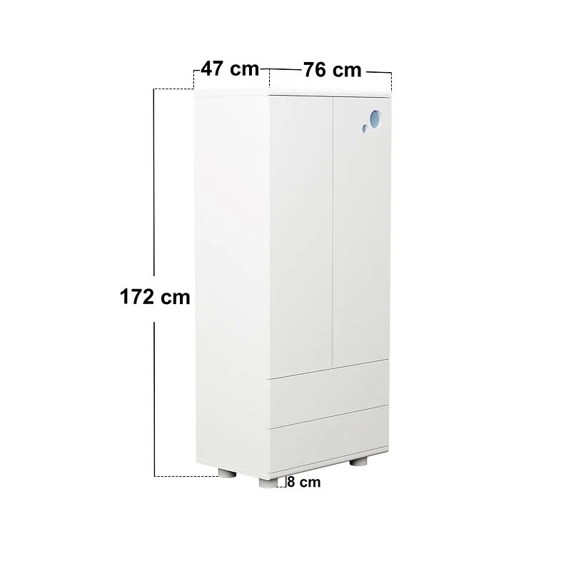 Flair Livana 2 Door 2 Drawer Wardrobe White & Blue image 6