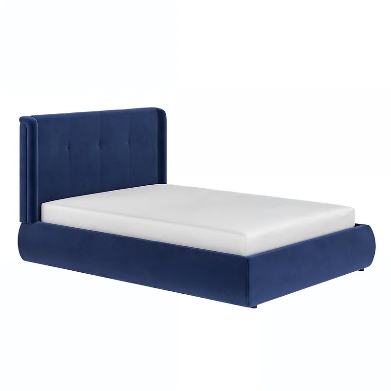 Solace+Co Monte Midnight Velvet Winged Button Headboard Ottoman Bed image 6