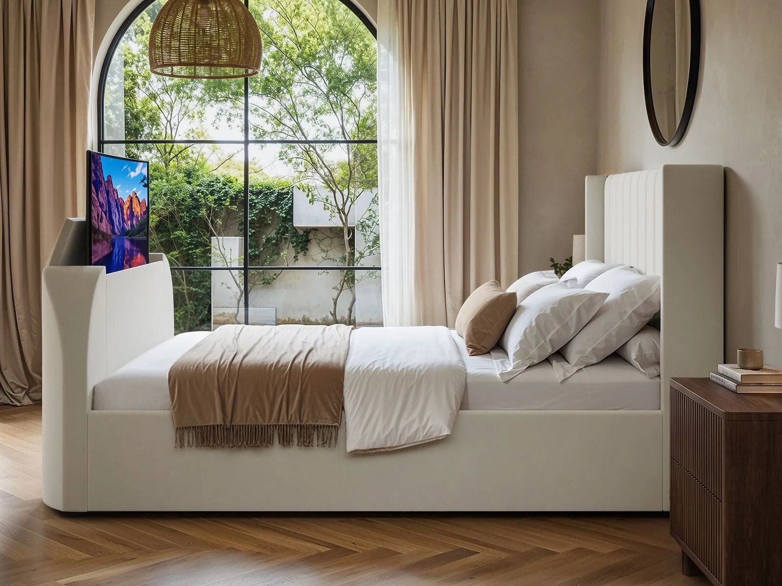 Flair Fallon TV Side Lift Ottoman Bed Cream Velvet – view 2